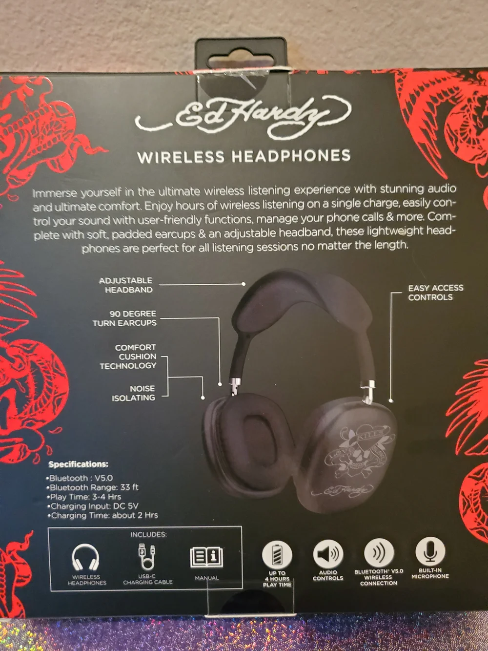 Ed Hardy Love Kills Slowly Wireless Headphones
